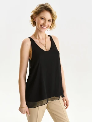 Bluzka damska bluzka bez rękawów czarna - IBW0050CA - - Odzieżowy sklep internetowy TOP SECRET