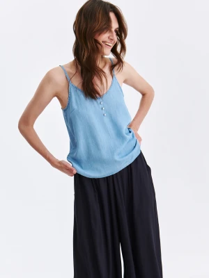 Bluzka damska bluzka bez rękawów niebieska - SBW0727NI - TOP SECRET - Odzieżowy sklep internetowy TOP SECRET