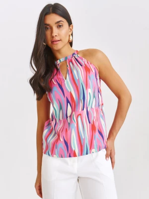 Bluzka damska bluzka bez rękawów różowa - SBW0689RO o luźnym kroju, bez rękawów - TOP SECRET - Odzieżowy sklep internetowy TOP SECRET