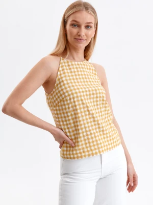 Bluzka damska bluzka bez rękawów żółta - SBK2730ZO o luźnym kroju, bez rękawów, na ramiączkach - TOP SECRET - Odzieżowy sklep internetowy TOP SECRET