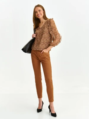 Bluzka damska bluzka długi rękaw beżowa - SBD1456BE o luźnym kroju - TOP SECRET - Odzieżowy sklep internetowy TOP SECRET