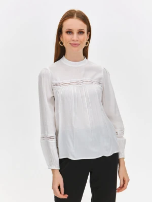 Bluzka damska bluzka długi rękaw biała - SBD1538BI o luźnym kroju, z długim rękawem - TOP SECRET - Odzieżowy sklep internetowy TOP SECRET