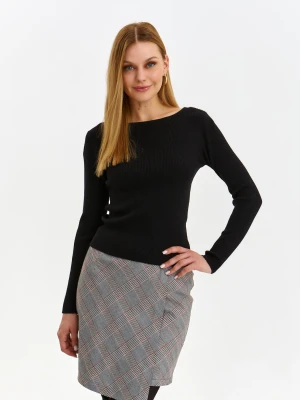 Bluzka damska bluzka długi rękaw czarna - SBD1478CA dopasowana, z długim rękawem - TOP SECRET - Odzieżowy sklep internetowy TOP SECRET