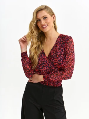 Bluzka damska bluzka długi rękaw różowa - SBD1482RO o dopasowanym kroju, z długim rękawem - TOP SECRET - Odzieżowy sklep internetowy TOP SECRET