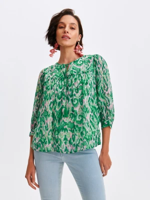 Bluzka damska bluzka długi rękaw zielona - SBD1552ZI o luźnym kroju, z długim rękawem - TOP SECRET - Odzieżowy sklep internetowy TOP SECRET