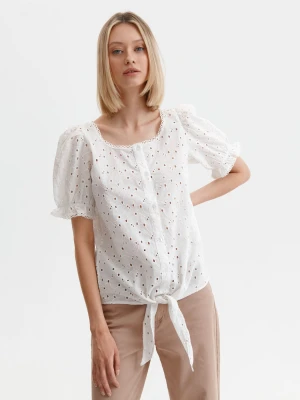 Bluzka damska bluzka krótki rękaw, bluzka krótki rękaw biała, biała - SBK2788BI z krótkim rękawem, z krótkim rękawem - TOP SECRET, TOP SECRET - Odzieżowy sklep internetowy TOP SECRET