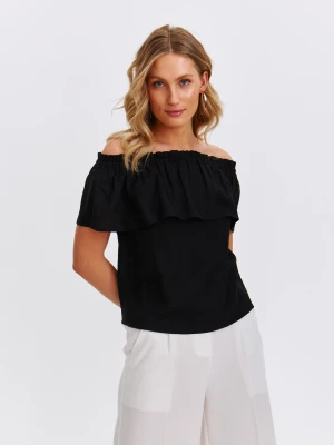 Bluzka damska bluzka krótki rękaw czarna - SBK2942CA - TOP SECRET - Odzieżowy sklep internetowy TOP SECRET