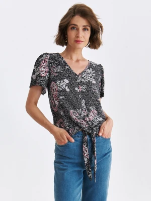 Bluzka damska bluzka krótki rękaw czarna - SBK2980CA o luźnym kroju - TOP SECRET - Odzieżowy sklep internetowy TOP SECRET