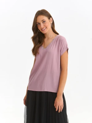Bluzka damska bluzka krótki rękaw jasny róż - SBK2922JR o luźnym kroju, z krótkim rękawem - TOP SECRET - Odzieżowy sklep internetowy TOP SECRET