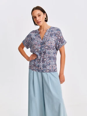 Bluzka damska bluzka krótki rękaw niebieska - SBK2943NI - TOP SECRET - Odzieżowy sklep internetowy TOP SECRET