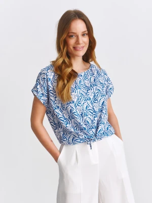Bluzka damska bluzka krótki rękaw niebieska - SBK2954NI z rękawem kimono, o luźnym kroju - TOP SECRET - Odzieżowy sklep internetowy TOP SECRET