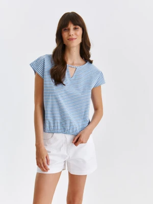 Bluzka damska bluzka krótki rękaw niebieska - SBK2978NI z rękawem kimono, o luźnym kroju - TOP SECRET - Odzieżowy sklep internetowy TOP SECRET