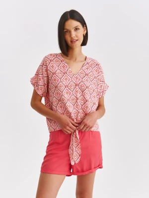 Bluzka damska bluzka krótki rękaw różowa - SBK2990RO - TOP SECRET - Odzieżowy sklep internetowy TOP SECRET