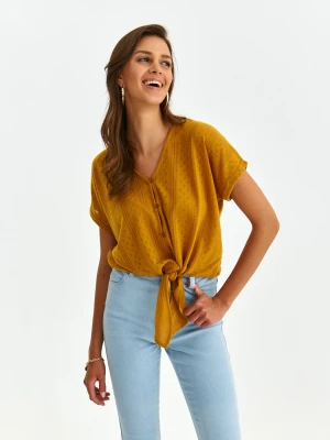 Bluzka damska bluzka krótki rękaw żółta - SBK2903ZO luźna - TOP SECRET - Odzieżowy sklep internetowy TOP SECRET