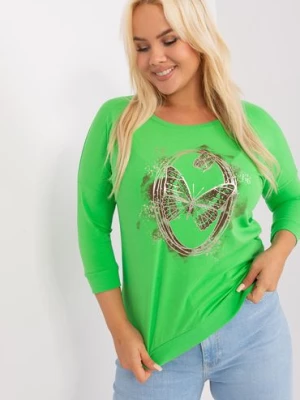 Bluzka damska plus size z nadrukiem jasny zielony RELEVANCE