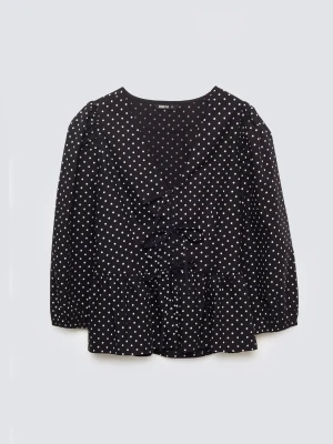 Bluzka damska z baskinką w kropki czarna Sori 906 BIG STAR