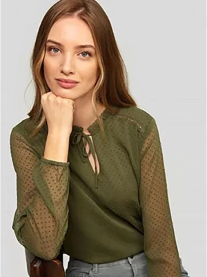 Bluzka damska z długim rękawem - zielona Greenpoint