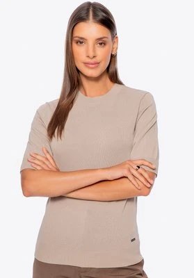 Bluzka damska z dzianiny beżowa Wittchen