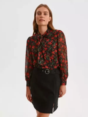 Bluzka damska z kwiatowym printem i wiązaniem TOP SECRET