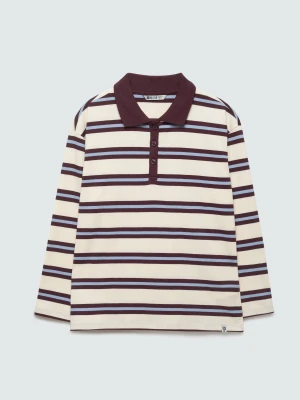 bluzka dziewczęca polo longsleeve w paski perłowa berenika 103 Big Star KREMOWY