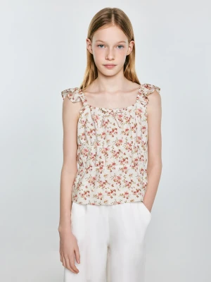 Bluzka dziewczęca z kwiatowym nadrukiem perłowa Weria 103 BIG STAR