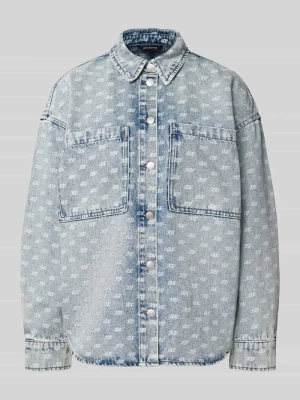 Bluzka jeansowa o kroju oversized z domieszką wełny z alpaki Armani Exchange Jeansowy niebieski
