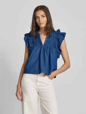 Bluzka jeansowa o kroju regular fit z falbanami model ‘Jayla’ NEO NOIR