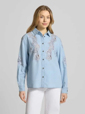 Bluzka jeansowa o kroju regular fit z haftami Liu Jo White