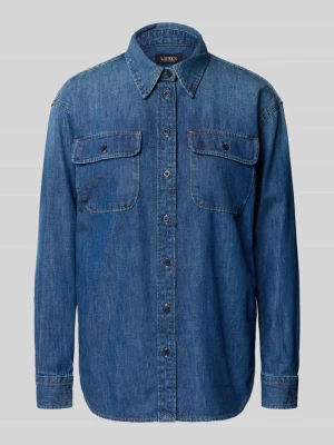 Bluzka jeansowa o kroju regular fit z kieszeniami na piersi Lauren Ralph Lauren