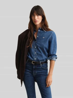 Bluzka jeansowa o kroju relaxed fit z czystej bawełny Gant Jeansowy niebieski