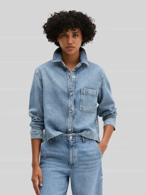 Bluzka jeansowa o kroju relaxed fit z dodatkiem lnu Marc O'Polo