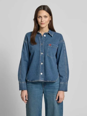 Bluzka jeansowa o kroju relaxed fit z Haft Model 'Falentine' Opus