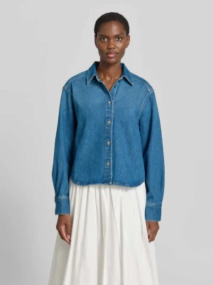 Bluzka jeansowa o kroju relaxed fit z listwą guzikową model 'CELIA' Samsøe Samsøe Niebieski