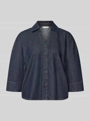 Bluzka jeansowa o kroju relaxed fit z mieszanki bawełny Tom Tailor Granatowy