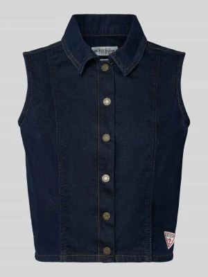 Bluzka jeansowa o krótkim kroju z naszywką z logo Guess Jeans