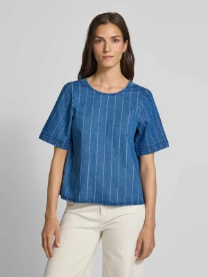 Bluzka jeansowa o linii A z czystej bawełny model ‘TRILLE’ Vero Moda Jeansowy niebieski