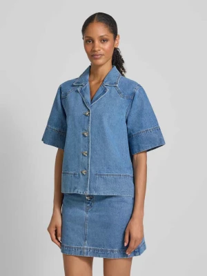 Bluzka jeansowa o pudełkowym kroju z kołnierzem z połami model ‘CECI’ YAS