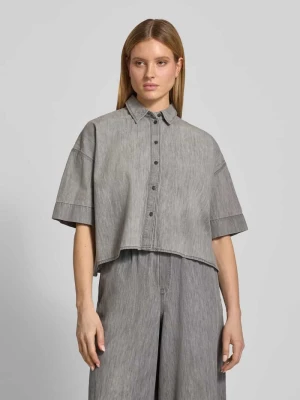 Bluzka jeansowa o pudełkowym kroju z obniżoną linią ramion model 'YARIKA' drykorn