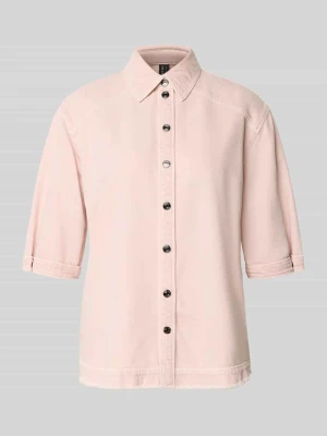 Bluzka jeansowa z frędzlowanym wykończeniem i rękawem 1/2 Marc Cain