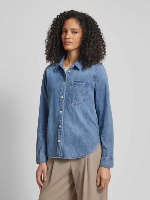 Bluzka jeansowa z nakładaną kieszenią na piersi model ‘Fasera ocean’ Opus