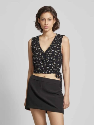 Bluzka kopertowa krótka z kwiatowym wzorem Tommy Jeans