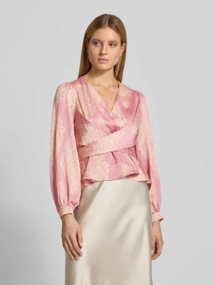 bluzka kopertowa w kroju regular fit z wiązanym paskiem NEO NOIR