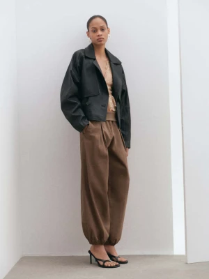 Bluzka koronkowa z falbankami beÅ¼owy - Kobieta - - MANGO