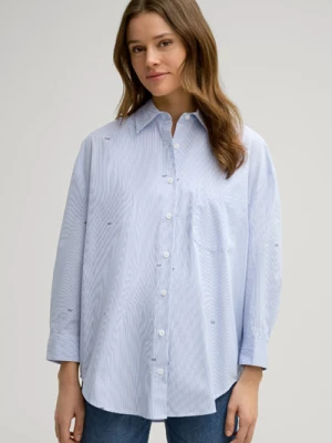 Bluzka koszulowa Brenda w kolorze jasnoniebieskim/białym w paski Joop