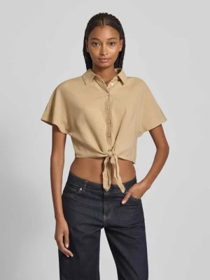 Bluzka koszulowa krótka z mieszanki wiskozy i bawełny z dodatkiem lnu model ‘JAKIRI’ Only