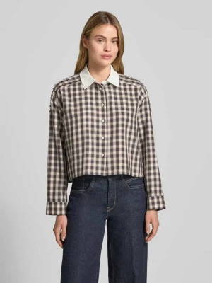 Bluzka koszulowa krótka z obszyciem ozdobnymi kamieniami model ‘LUIGI’ SUNCOO PARIS