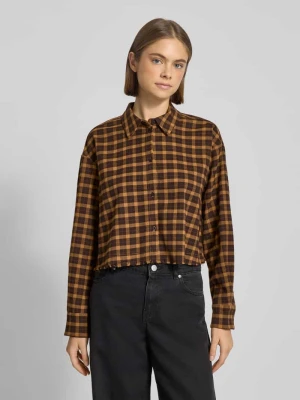 Bluzka koszulowa krótka ze wzorem w kratę model ‘CAT LIFE’ Only