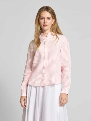 Bluzka koszulowa lniana o kroju regular fit z wyhaftowanym logo Gant
