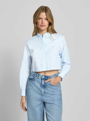 Bluzka koszulowa o kroju cropped fit z czystej bawełny Tommy Jeans Jasnoniebieski