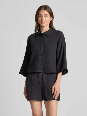 Bluzka koszulowa o kroju loose fit z czystej bawełny model 'NATALI' Vero Moda Czarny